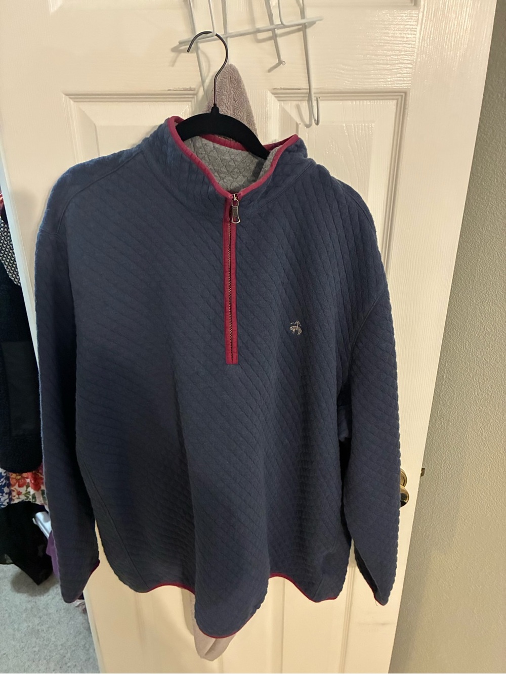 Brooks Brothers Navy Quilted Half-Zip with Red Trim (DXL Size)